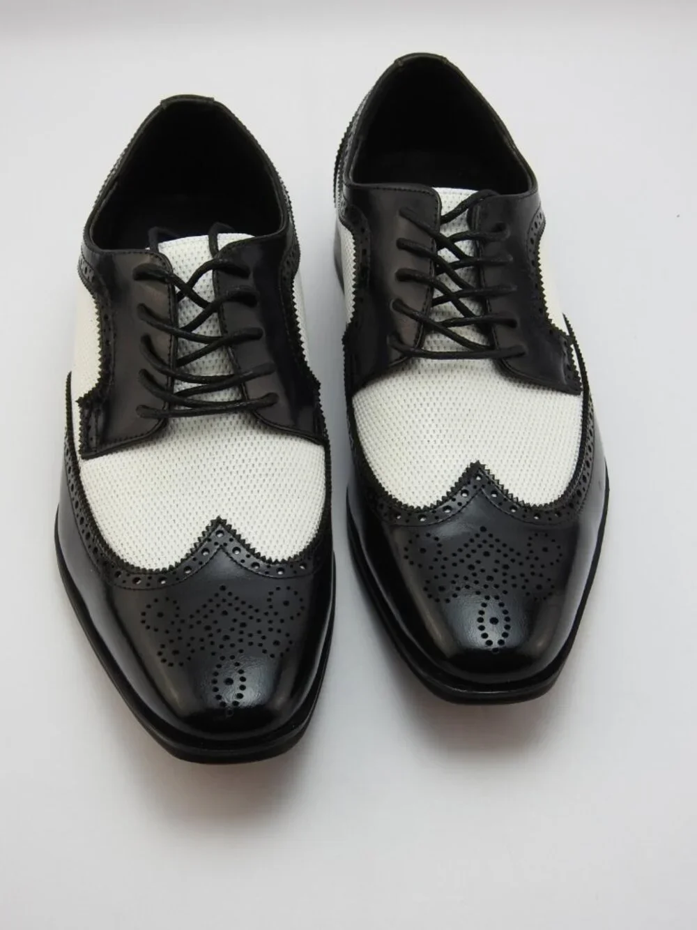 Giorgio Venturi Black White Spectator Wingtip Oxford Dress Shoes Mens 7.5 New